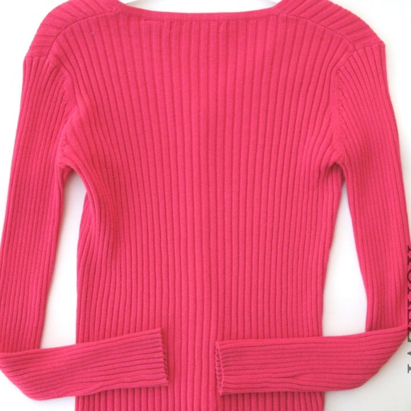 Vintage Y2K 90s Express Cardigan Sweater V-Neck Button Up Long Sleeve Neon Pink - Picture 5 of 9